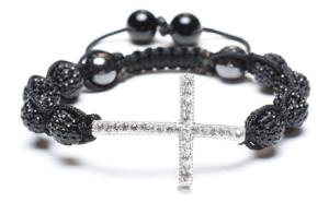 Quality Shamballa Bracelet, Crystal Pave Argil Beads, Silver Plated Brass Cross wholesale