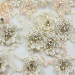 Decoration Applique Lace Fabric Knitted Rhinestones Lace Applique Fabric