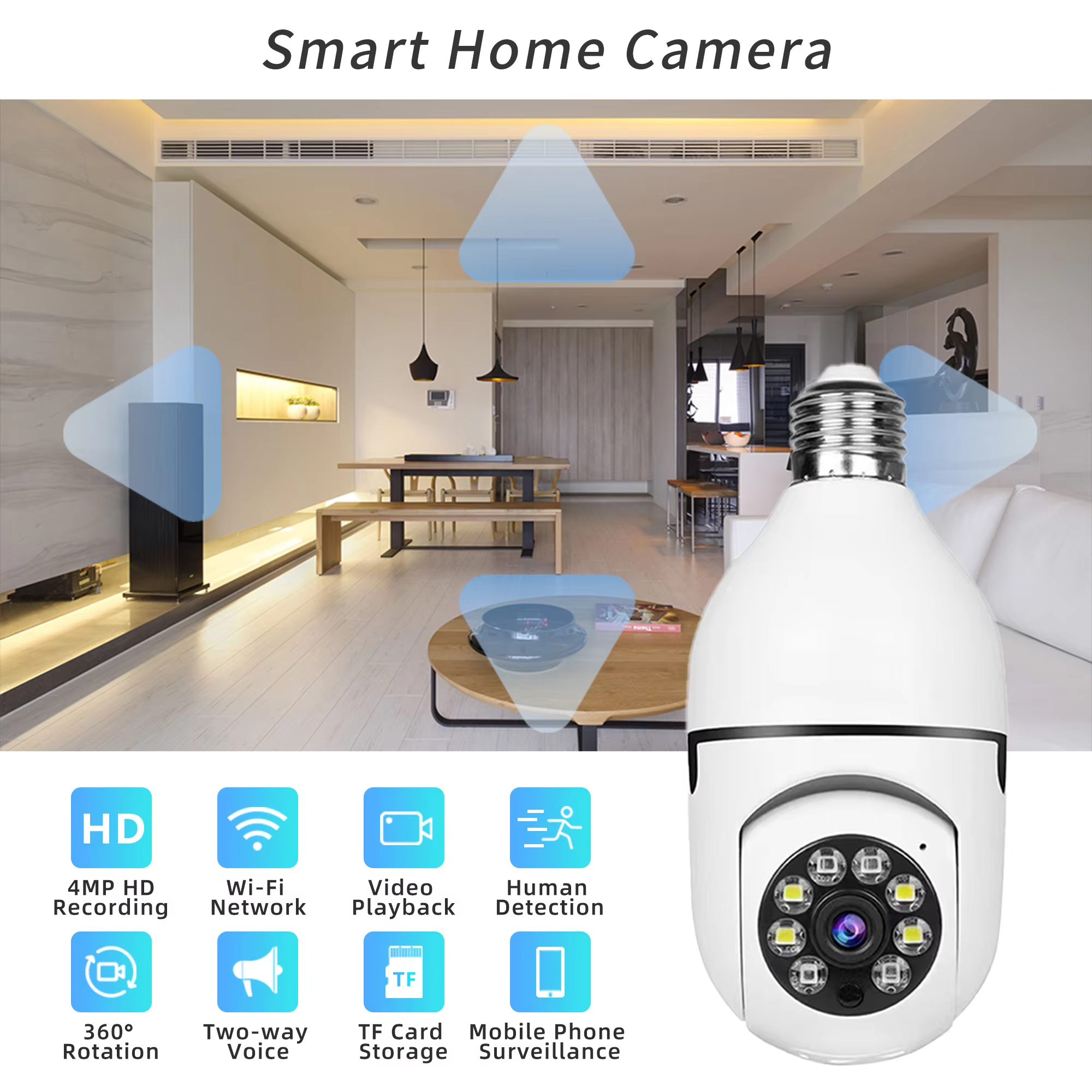 H.265 4MP Night Vision Starlight Built In Audio Dual Light Sources Monitor Home Indoor Network Smart Bullet Camera