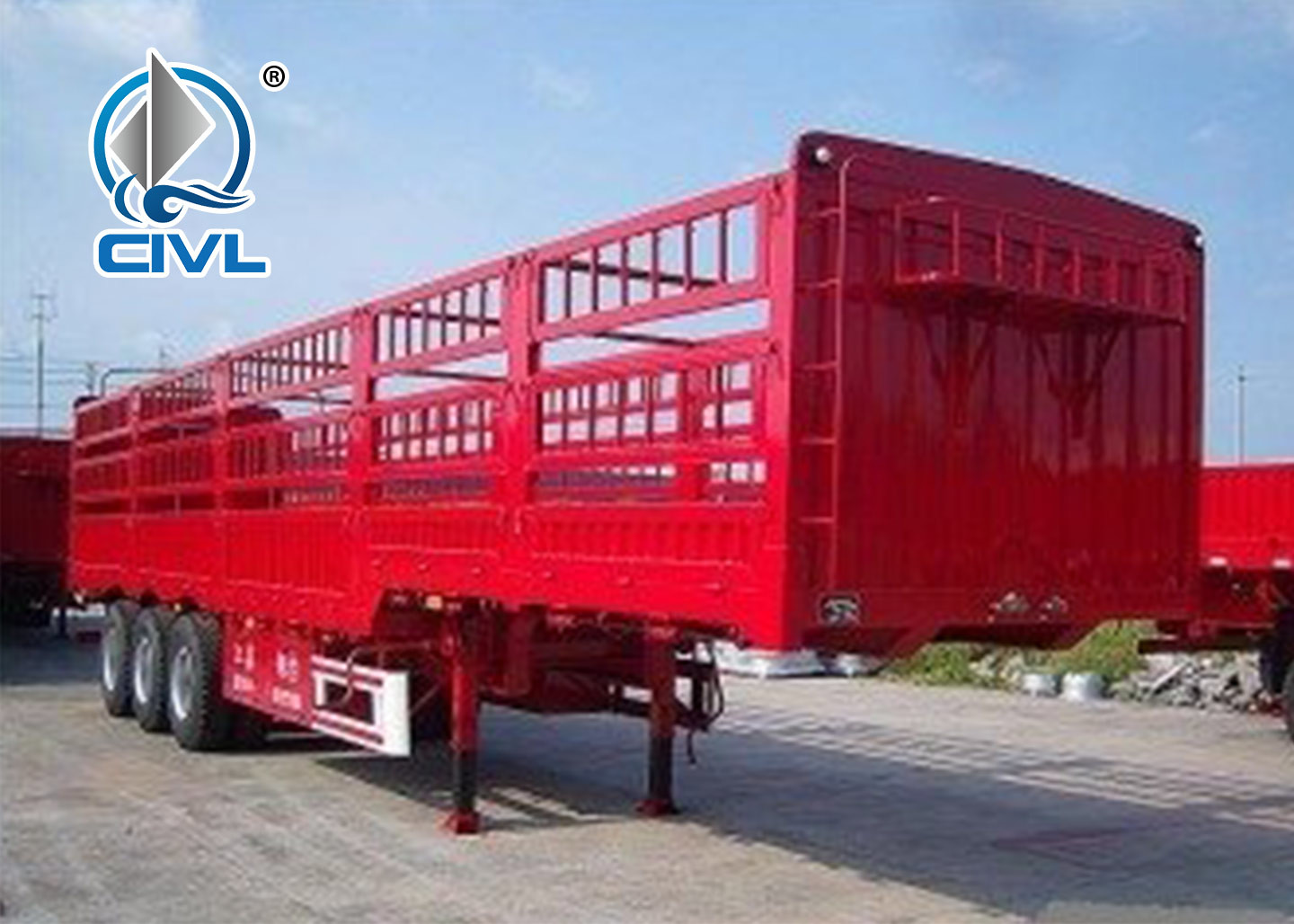 Red Cargo Semi Trailer Trucks Semitrailer Series 13m Three Axle Cargo Semitrailer