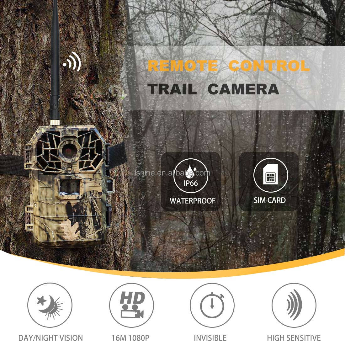 16MP Image 1080P FHD IP66 Waterproof Trail Cam 4G Cellular Game Camera