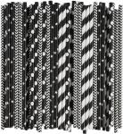 7.7 Inch Biodegradable Black And White Striped Straws