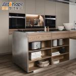 Minimalist Italian Design Stone Top Handles Solid Modern Wood Kitchen Cabinets