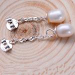 925 Silver Engraved Designs Flower Hoop Earrings with Pearl (055132)