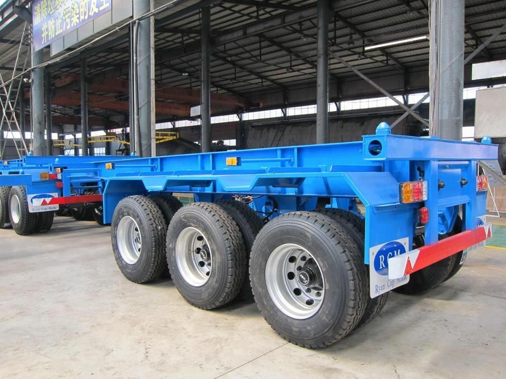40ft Tri Axles Skeleton Gooseneck Frame Type Container Semi Trailer Chassis with Tires