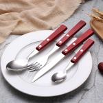 Dorm Room Forks Knives Spoons Set Wooden Handle Japanese Style Cutlery