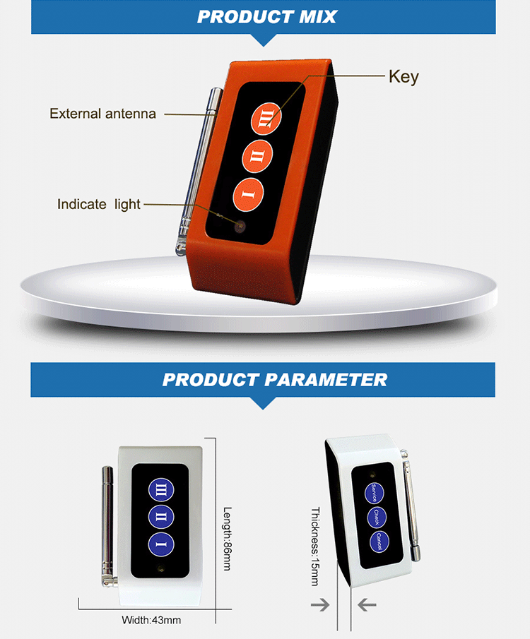 long range signal table call bell 2.5km wireless push button