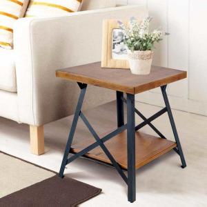 Quality Solid Wood Top 23.2''H Modern Industrial End Table 23lb Metal Base wholesale