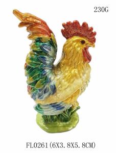 Quality Metal Pewter Rooster Shape Jeweled Enamel Trinket Box Rooster Shape Trinket Box decorative box wholesale