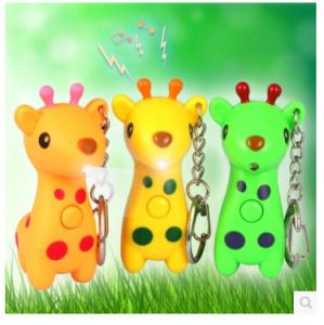 Quality New creative gift product cartoon animal deer led light keychain keyrings with sound wholesale