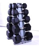 2.5kg to 40kg hex black rubber coated cast iron fixed dumbbell for wholesales
