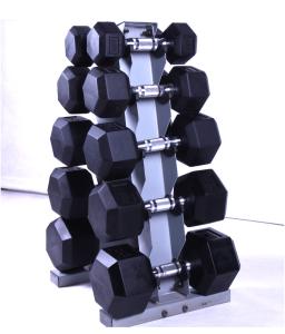 Quality 2.5kg to 40kg hex black rubber coated cast iron fixed dumbbell for wholesales wholesale