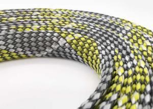 Quality PET PP Yarn Wiring Harness Electrical Braided Sleeving 80mm Yellow Black Color wholesale