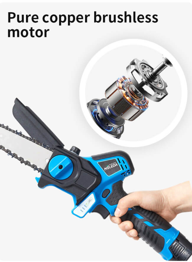 Brushless Electric 6 Inch Chainsaw Li Ion Battery Woodworking