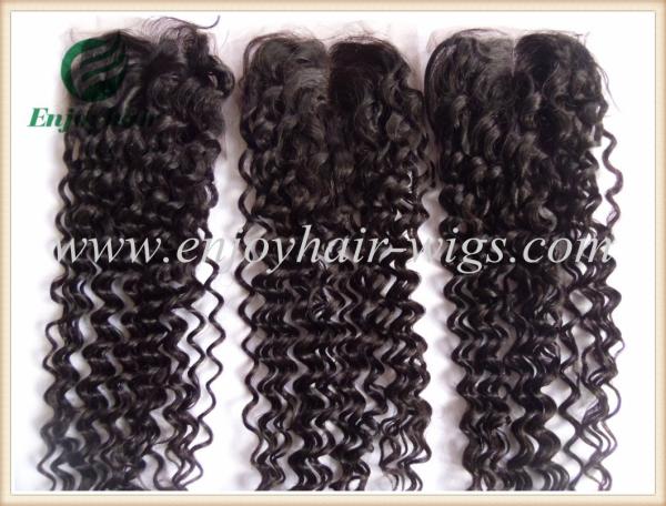 Lace top closure 4''x4'' ,malaysian virgin hair natural color deep wave 10''-24'