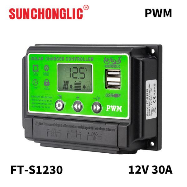 Cheap 12V 24V 30 Amp Solar Charge Controller LCD Display 3P 5V 2A USB Portable for sale