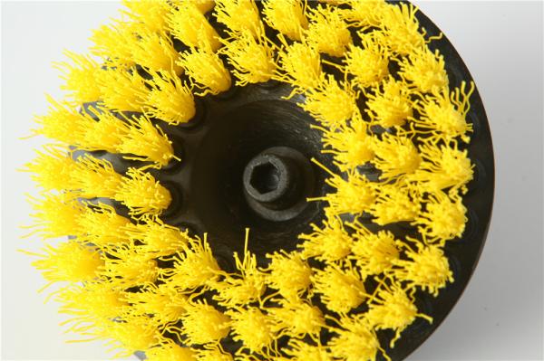 Yellow color medium bristle hardness 5" diameter car carpet cleaning drill