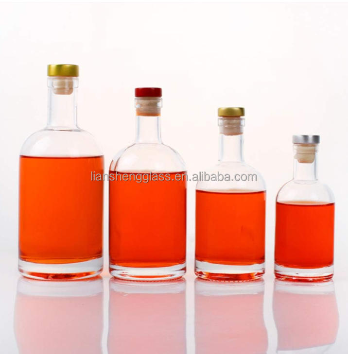 Glass Collar 350 ml 500 ml 700 ml Luxury Vodka Bottle for Refillable Clear Glass Bottles