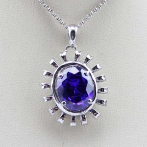 Quality Women Jewelry 925 Silver 10mmx12mm Oval Amethyst Cubic Zircon Pendant (PSJ0188) wholesale