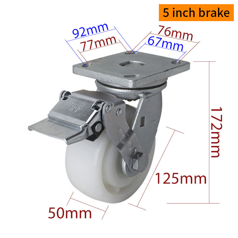 125mm Castor Wheels , 5 Inch Heavy Duty Swivel Casters With Brake
