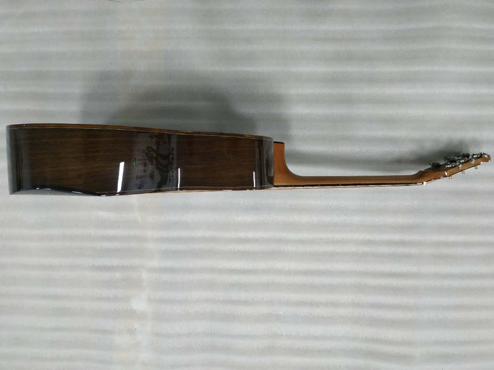 AAAA handmade all Solid ebony wood single cut guitar 14 frets imported wood armrest GA acoustic electric guitar