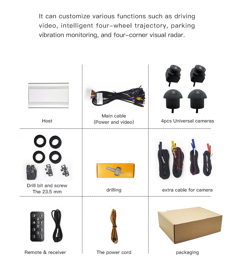 360 Degree Bird View System CVBS Waterproof Backup Camera For Boat Trailer
