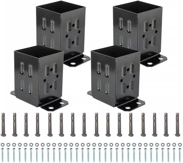 Stable 1.4KG Steel Powder Coated Anchor Support for 4x4 Wood Fence Base Bracket