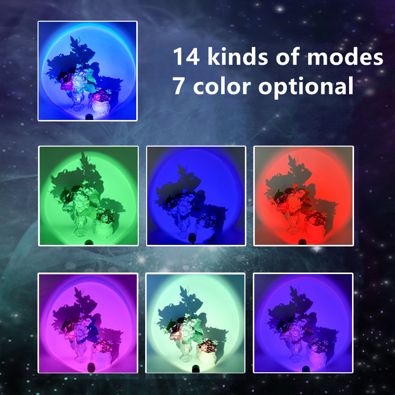 Sunset Projection Lamp USB Led Night Light Romantic atmosphere Lamp for Home Background Wall Decoration Colorful Lamp