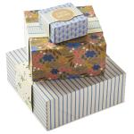 4" Gray Geometric 2 Pack Gift Boxes With Gold Bands