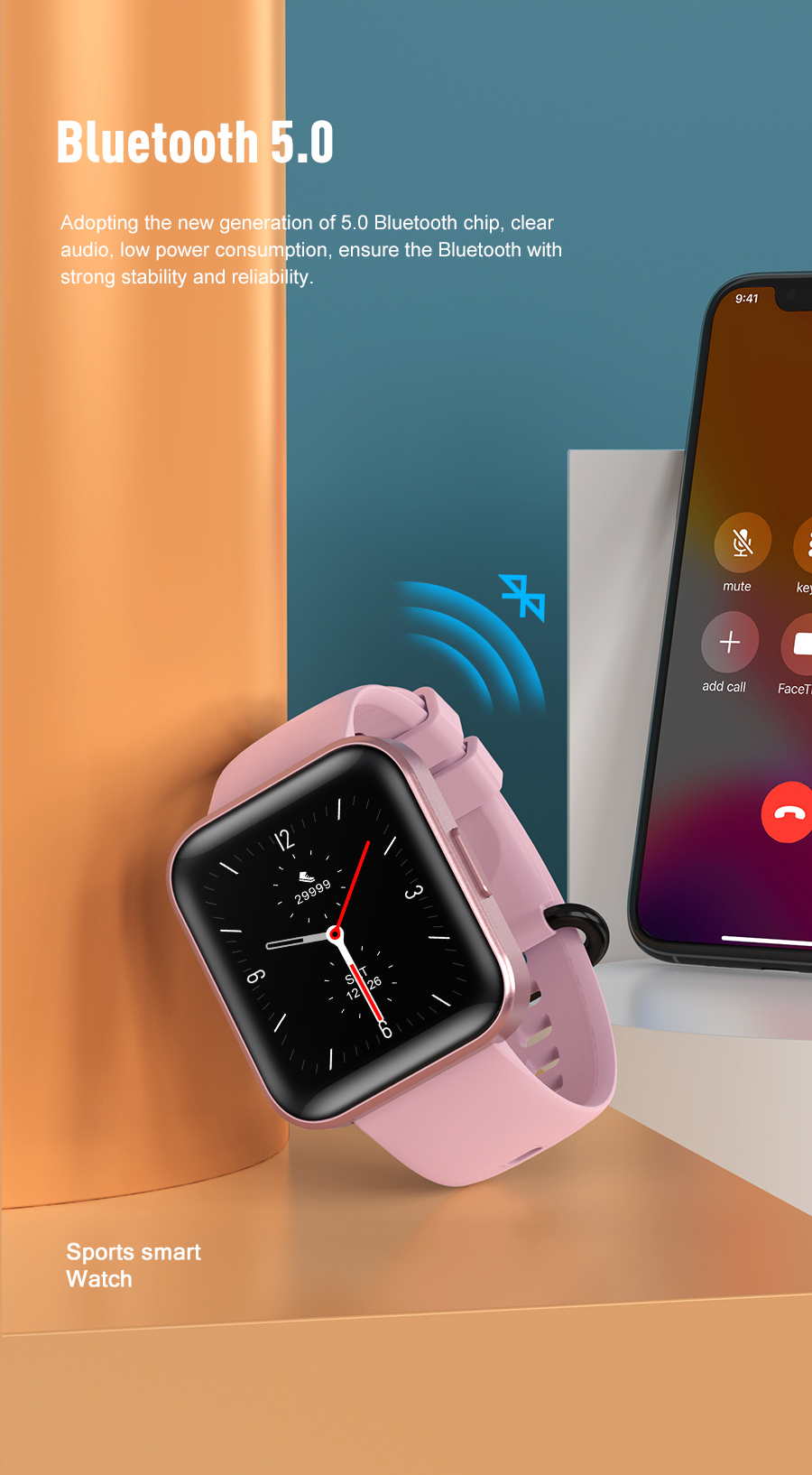 IP68 1.69inch HD Screen Smart Watch sleep heart rate monitor