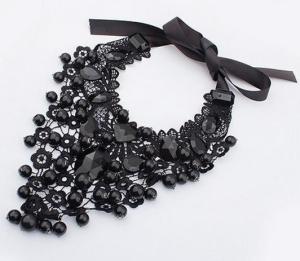 Quality Sensational Liturgical Dance Accessories Hollow Rhinestone Black Ribbon Choker wholesale
