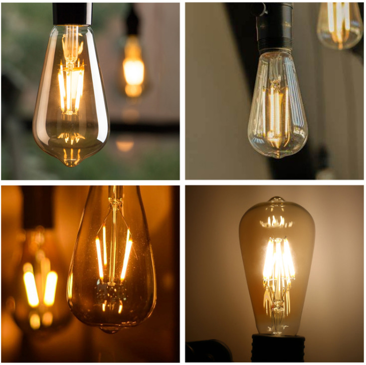 8W ST64 E27 Dimmable Edison Bulb Decorative Filament Light Bulbs 1050lm