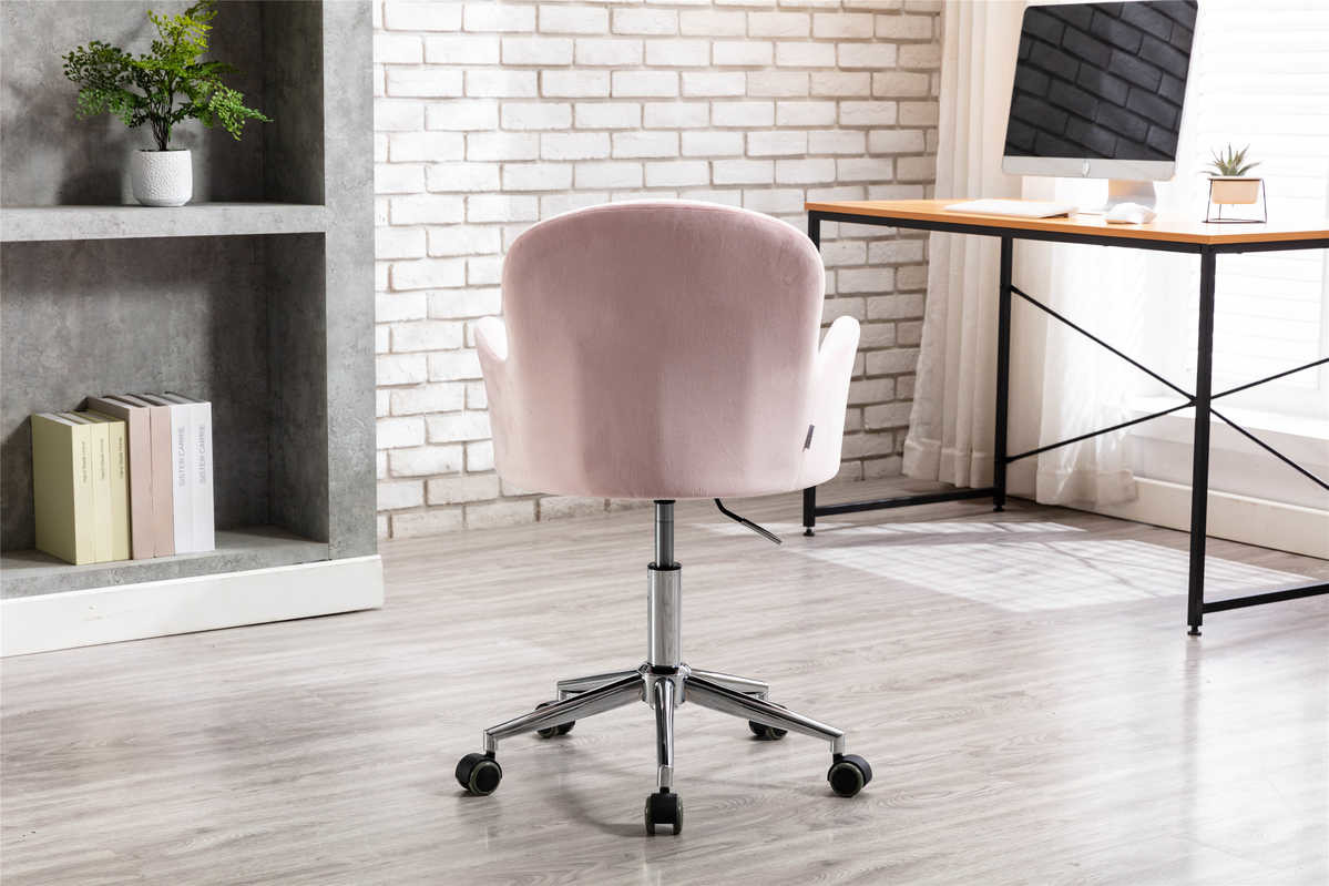 Peach Color Five Star Base Living Room Office Chair With Casters