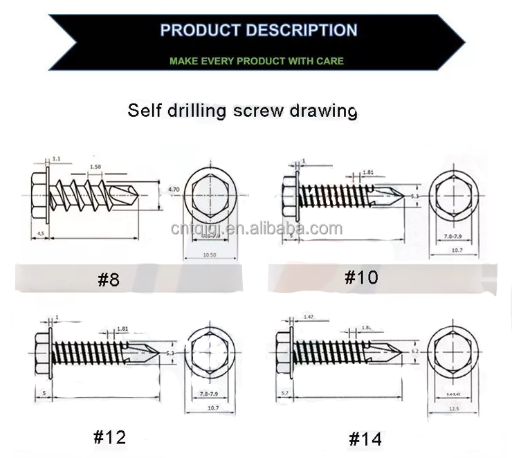 ISO Standard Galvanized Iron Countersunk Head Grade 8 Self Drilling Screw with ZINC PLATED Finish in INCH Measurement System