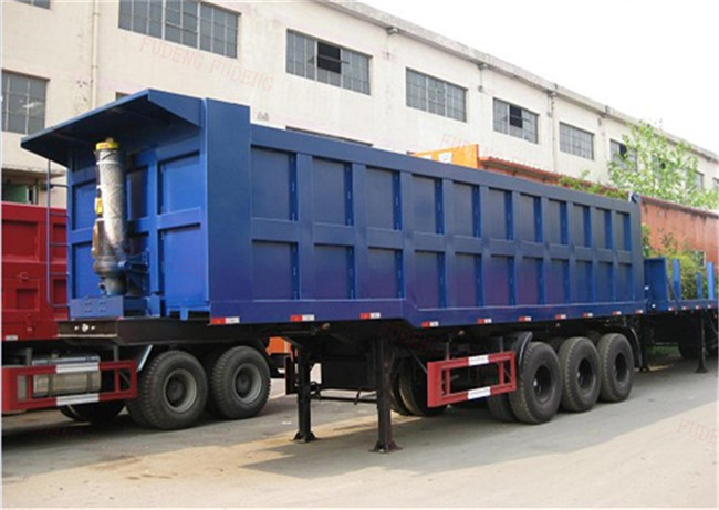 12 Wheel Steel Dump Semi Trailer With Hyva Hydraulic Cylinder 3 Axles