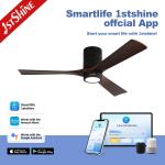 52" Flush Mount Ceiling Fan With Light Remote Solid Wood Blades