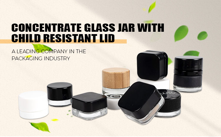 Child Resistance Certified 5ml Concentrate Glass Jar with CR Screw Cap 5ml 9ml Square Jar