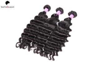 Quality Free Shedding 6A Remy Hair Weave , Natural Black Deep Wave Hair Extension wholesale