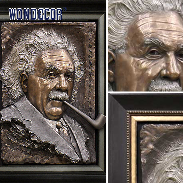 Interior Einstein Decorative Metal Wall Sculpture Bronze