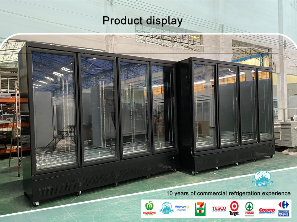 Supermarket Frozen Food Display Case Upright Fan Cooling Ice Cream Freezer