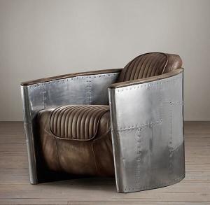 Quality Industrial Style Home Leather Couch Wooden Frame Aviator Furniture aluminum sofa aviator wholesale