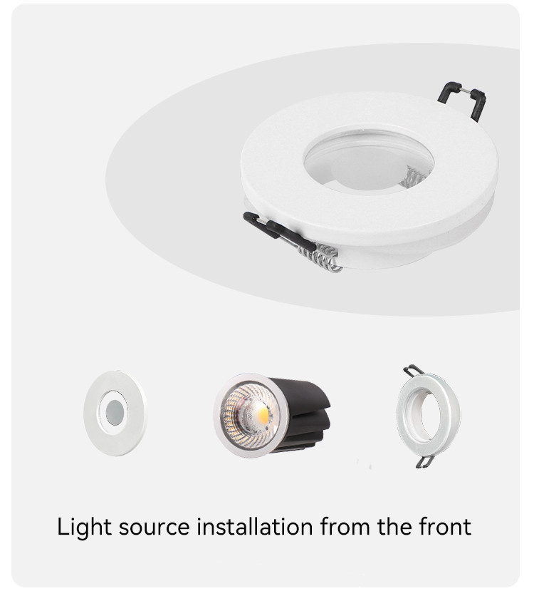 IP65 Rated 60mm Cut-out Round Aluminum Recessed MR16 GU10 Spotlight Housing