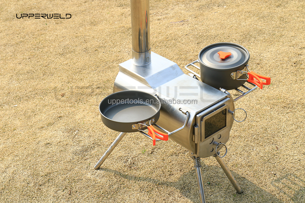 Wood Burning Tent Stove for Camping Stainless Steel and 3.5 Inch Chimney Pipe Included