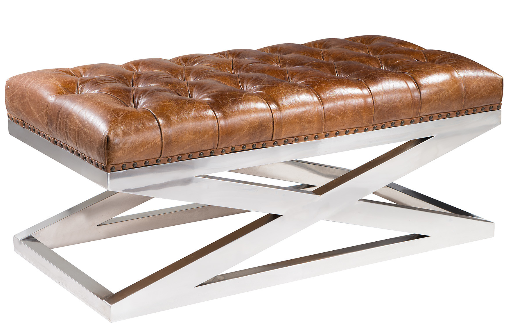 Rectangle Leather Ottoman Coffee Table L142cm Antique Coffee Tables