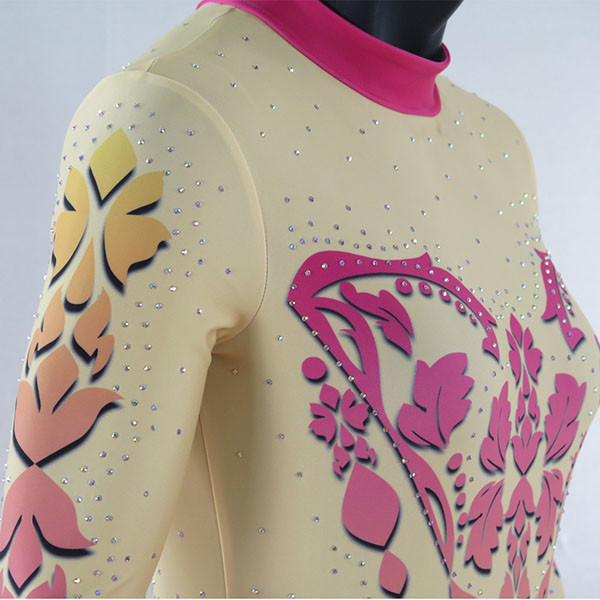 New Style Rhythmic Gymnastics Leotards / Gymnastics Bodysuits Lovely Patterns