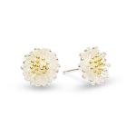 Flower Shape Silver Chandelier Earrings , Sterling Silver CZ Earrings
