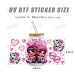 16oz Valentine'S Day UV DTF Cup Wraps Waterproof 3D Transfer Stickers Cup
