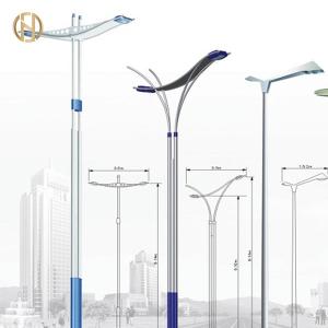 Quality 8M Octagonal Shape Street Light Pole Q345B Double Arm Steel Pole wholesale