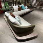 60D Sponge Deluxe Curved Sofa Set Furniture Italian Modern L Shape Leather Sofas