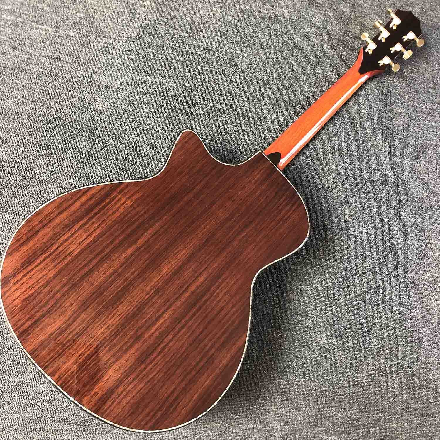 Ebony Fingerboard 41 Inch Acoustic Electric Guitar with Arm Rest Real Abalone AAAA Solid Spruce Top Cutaway Acoustic Gui